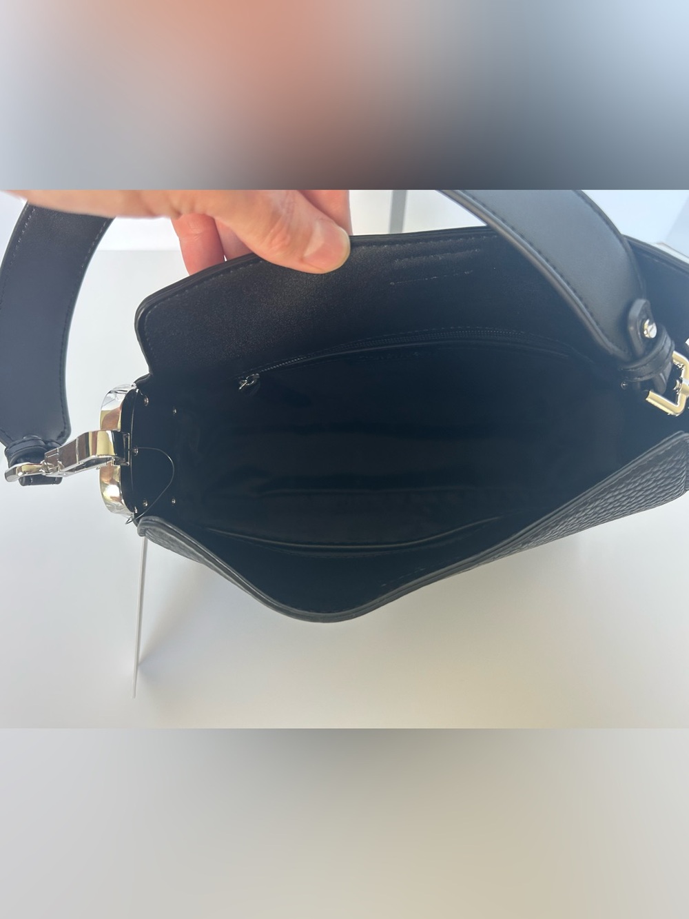 Calvin Klein Fay Demi Shoulder with Magnetic Top Closure Black Pebbled - Picture 6 of 15